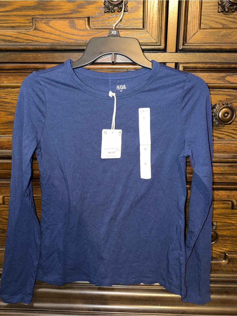 a.n.a Navy Long Sleeve Crew Neck Tee